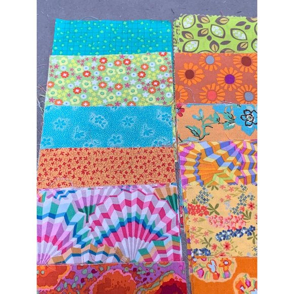 28 Precut Quilting Fabric Squares 5" Bright Patterns & Colors Cotton Patchwork - Picture 8 of 13